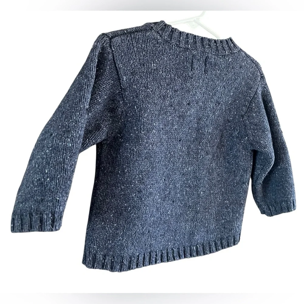 Vintage Baby GAP Infants Marled Navy Blue V Neck Sweater